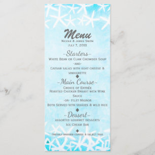 Painted Starfish Aqua Blue Tropical Beach Wedding Menu