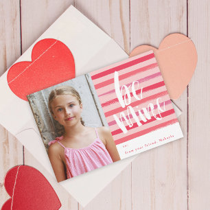 Painted stripe photo classroom valentine day card
