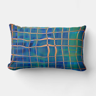 painted stripes and funky lines dark blue modern lumbar cushion