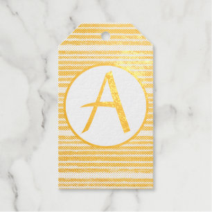 PAINTED STRIPES GOLD Foil Gift Tag  DIY INITIAL
