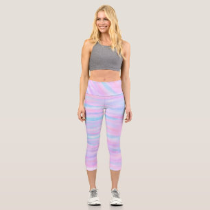 Painted Stripes Turquoise Pink Purple Capri Leggings