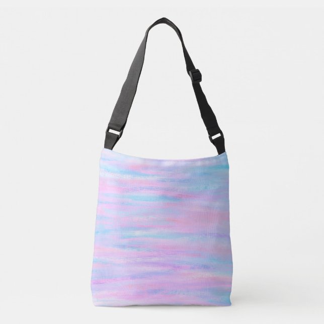 Painted Stripes Turquoise Pink Purple Crossbody Bag (Front)