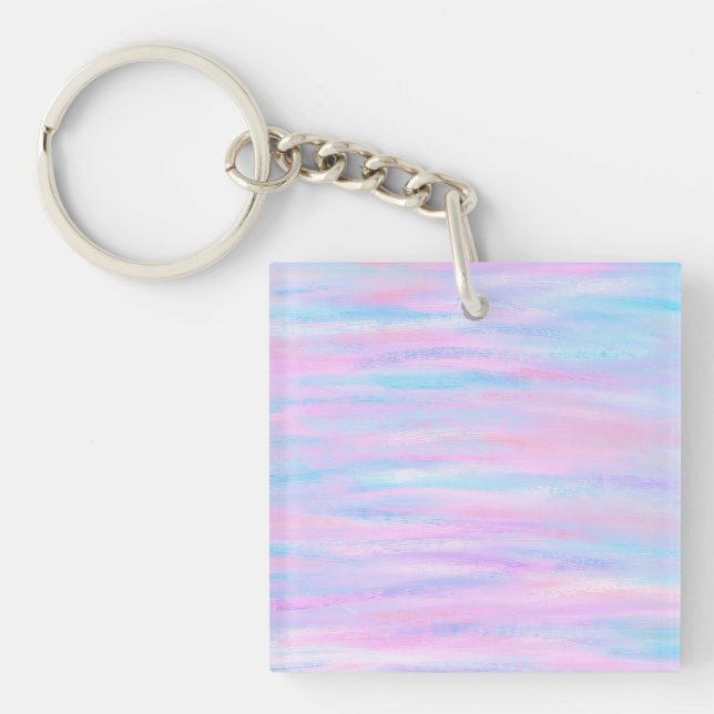 Painted Stripes Turquoise Pink Purple Key Ring (Front)