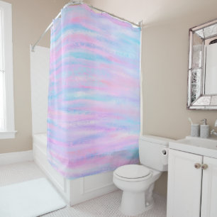 Painted Stripes Turquoise Pink Purple Shower Curtain