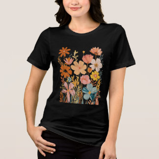 Painted Style Floral Garden Tri-Blend Shirt