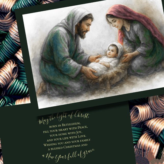 Painted Style Nativity Scene Holiday Card (Creator Uploaded)