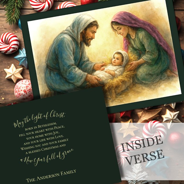 Painted Style Nativity Scene Holiday Card (Creator Uploaded)