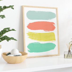Painted Summer Stripes Sunwashed Neon Poster