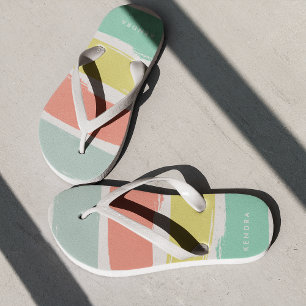 Painted Summer Stripes Sunwashed Neon Thongs