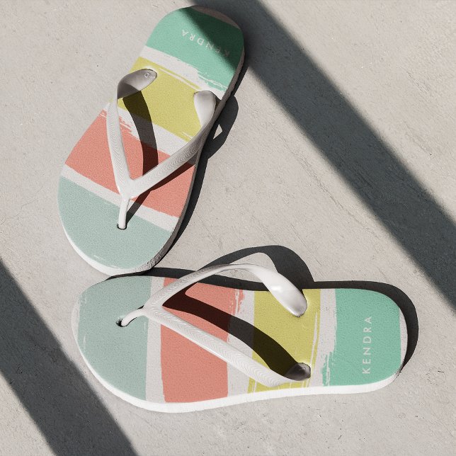 Painted Summer Stripes Sunwashed Neon Thongs (Creator Uploaded)