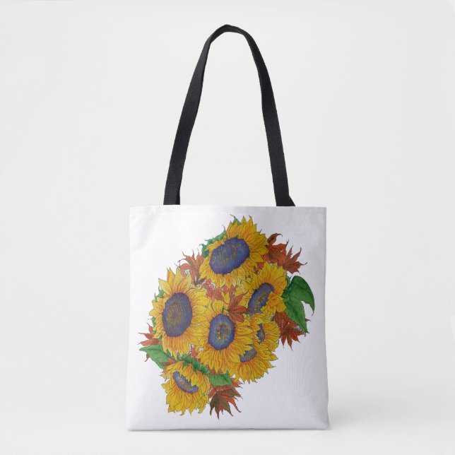 Painted Sun Flower Tote Bag (Front)