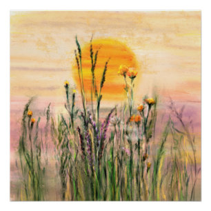 Painted Sun on Field Poster