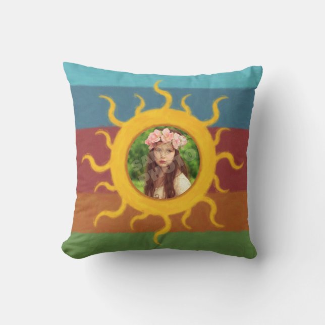 Painted Sun Photo Template Cushion (Front)