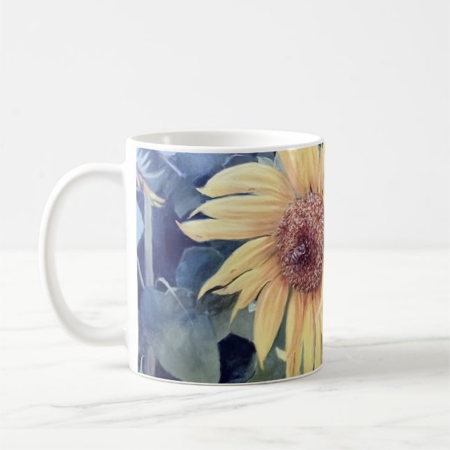 Painted Sunflowers with a Bee Coffee Mug (Left)