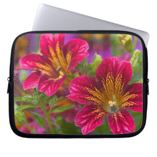 Painted tongue close-ups of their blooms - laptop sleeve
