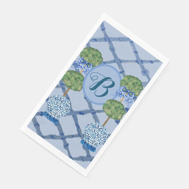 Painted Topiary Chinoiserie Ginger Jars Jar   Napkin (Corner)