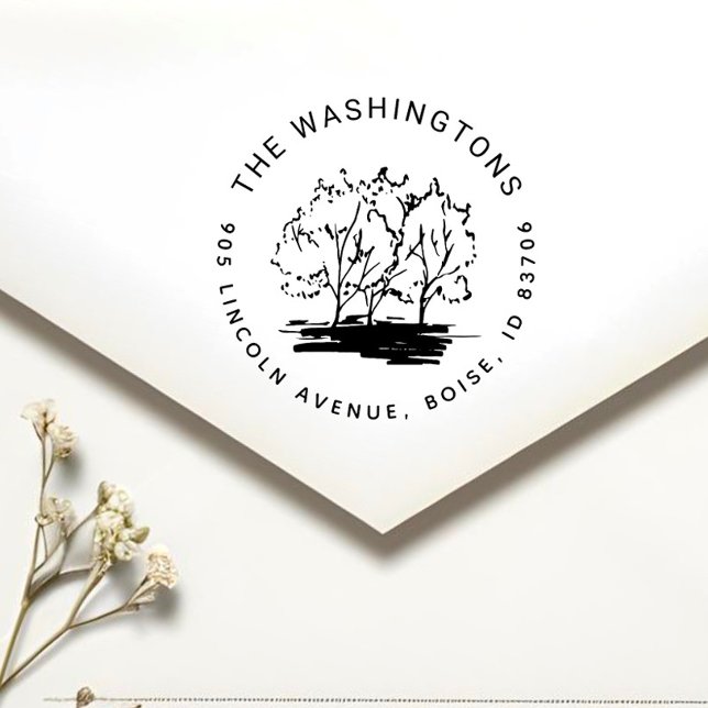 Painted Tree Personalised Return Address Self-inking Stamp (Creator Uploaded)