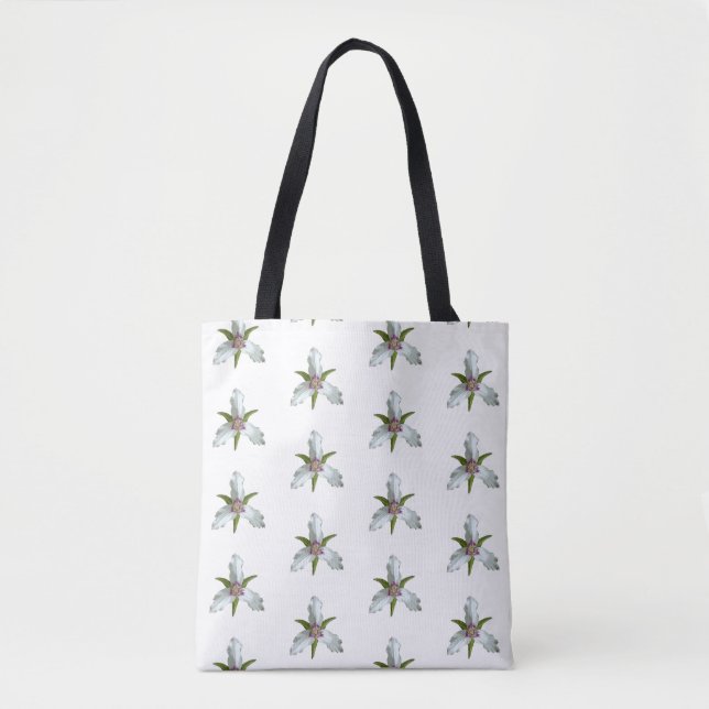 Painted Trillium Spring Wildflower Pattern  Tote Bag (Front)