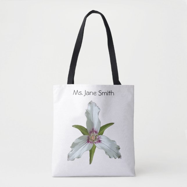 Painted Trillium Spring Wildflower Tote Bag (Front)
