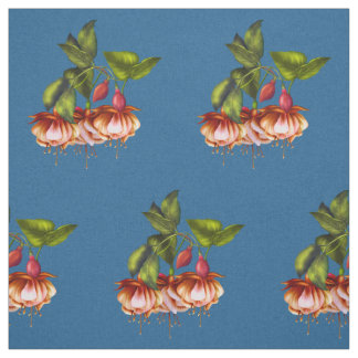 Painted Tropical Fuchsias & Hummingbird Fabric