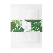 Painted Tropical Leaves Beach Wedding