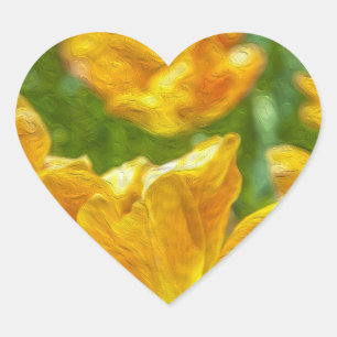 Painted Tulips Heart Sticker