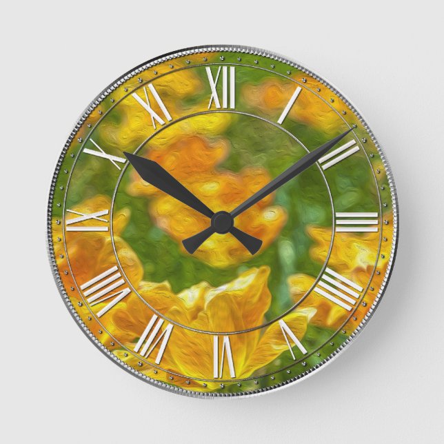 Painted Tulips Round Clock (Front)