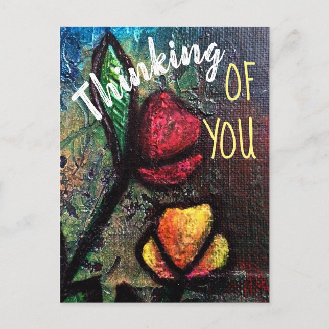 Painted Tulips Thinking of You Postcard (Front)