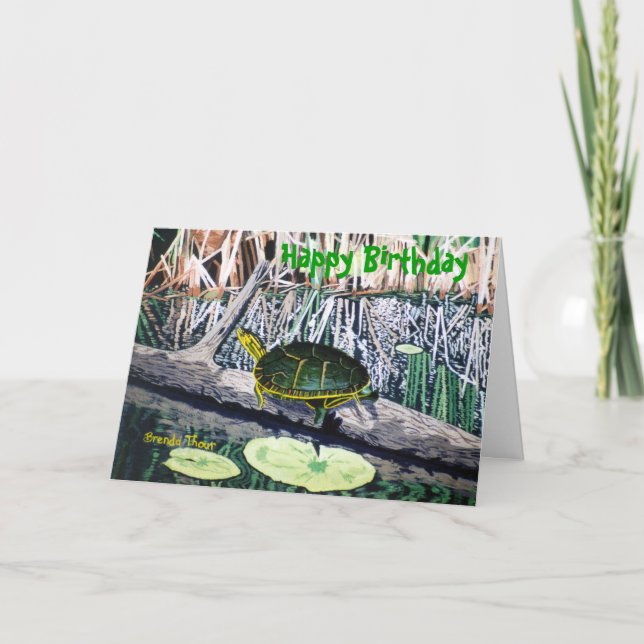 Painted Turtle Birthday Card (Front)