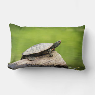 Painted Turtle on a log Lumbar Cushion