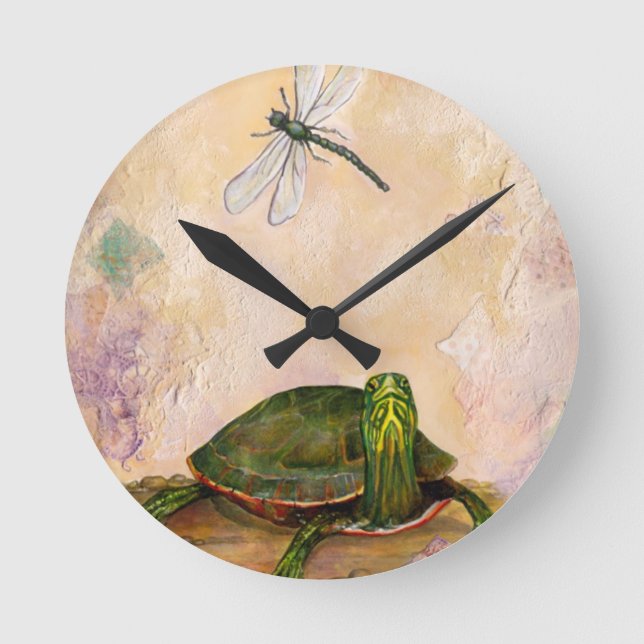 Painted Turtle Round Clock (Front)