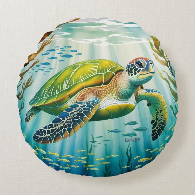 Painted Turtle Round Cushion (Front)