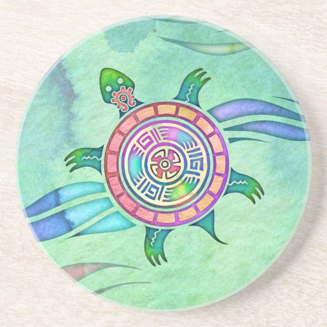 Painted Turtle Sandstone Coaster (Front)