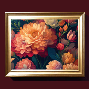 Painted Upclose Flowers Bold 4:3 Poster