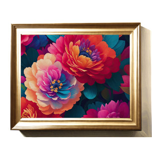 Painted Upclose Flowers Bold 4:3 Poster