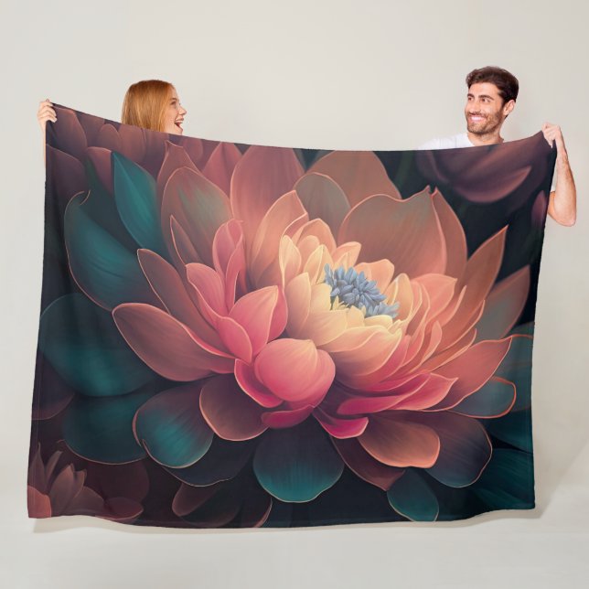 Painted Upclose Flowers Bold Fleece Blanket (In Situ)