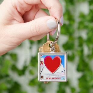 Painted Valentine Heart Add Your Photo Key Ring