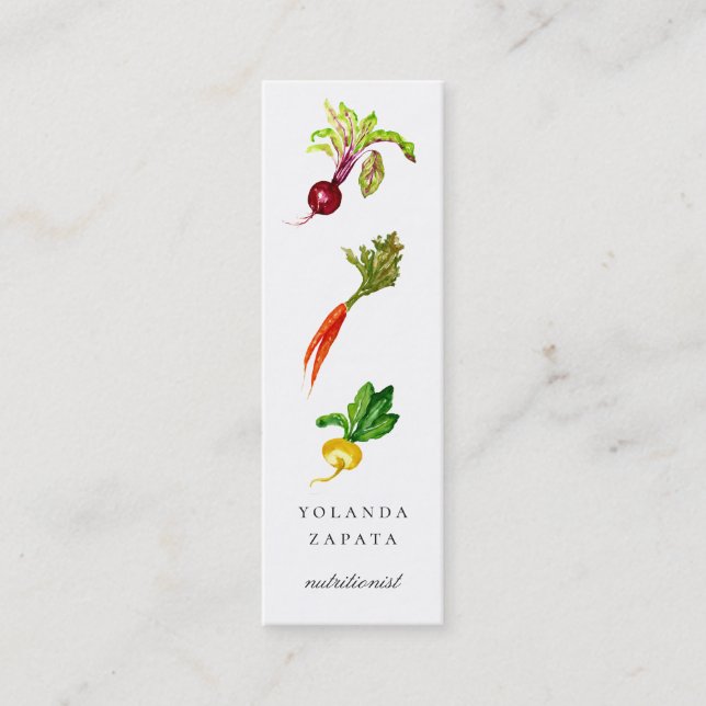 Painted Vegetable Trio Mini Business Cards (Front)