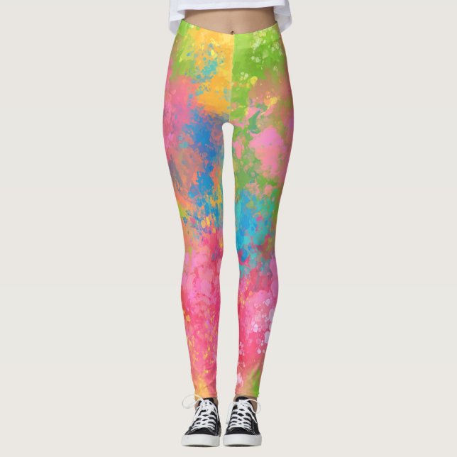 Painted Vibrant Colors Leggings (Front)