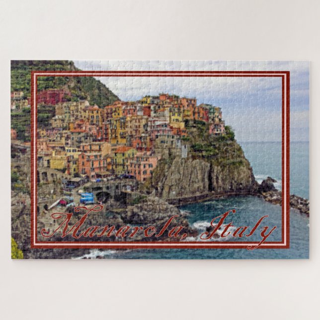 Painted View of Manarola, Italy - 20x30 inch Jigsaw Puzzle (Horizontal)