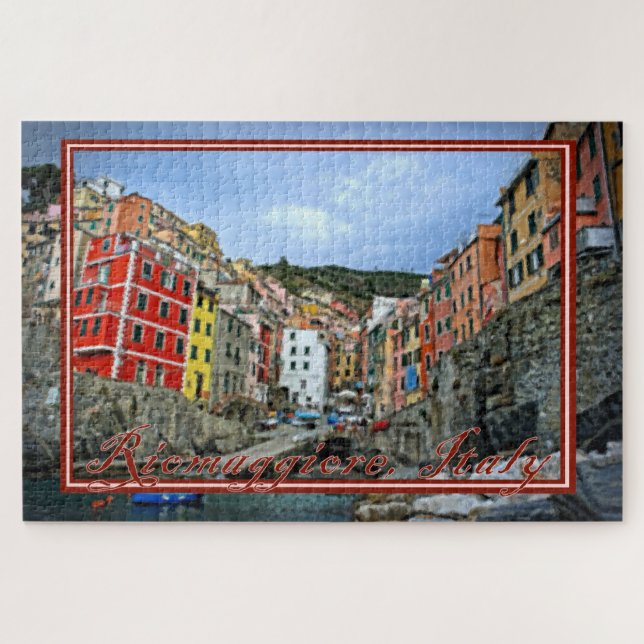 Painted View of Riomaggiore, Italy - 20x30 inch Jigsaw Puzzle (Horizontal)