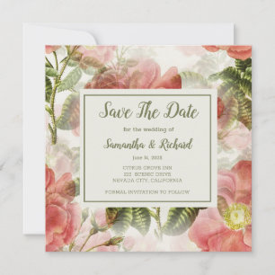 Painted Vintage Floral Save The Date