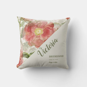 Painted Vintage Floral Throw Pillow