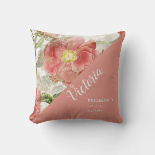 Painted Vintage Floral Throw Pillow