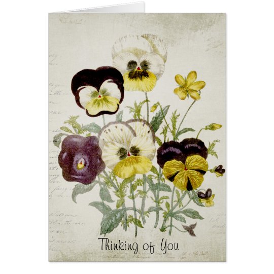 Painted Vintage Flower Bouquet Script 1 Card