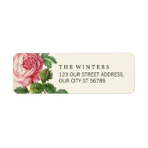 Painted Vintage Rose Boho Wedding Return Address Label