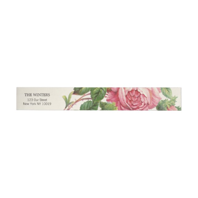 Painted Vintage Rose Boho Wedding Wraparound Address Label (Individual)