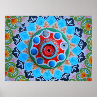 Painted Wagon Wheel Poster