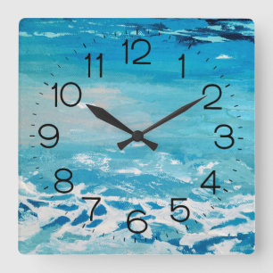 Painted Water Colours Square Wall Clock