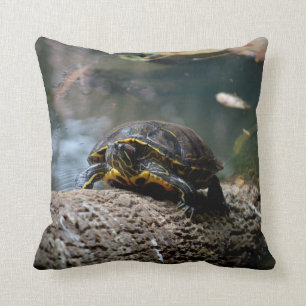 painted water turtle climbing log cushion